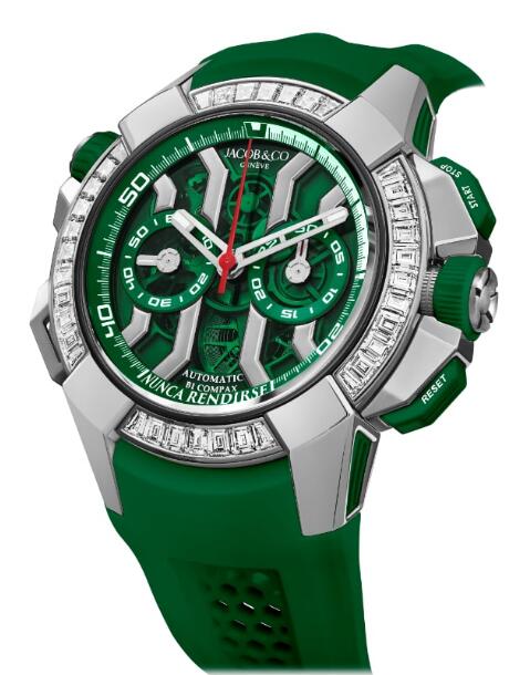 Jacob & Co Epic X Chrono Titanium Baguette Diamonds Green EC423.23.BD.UA.ABRUA Replica watch